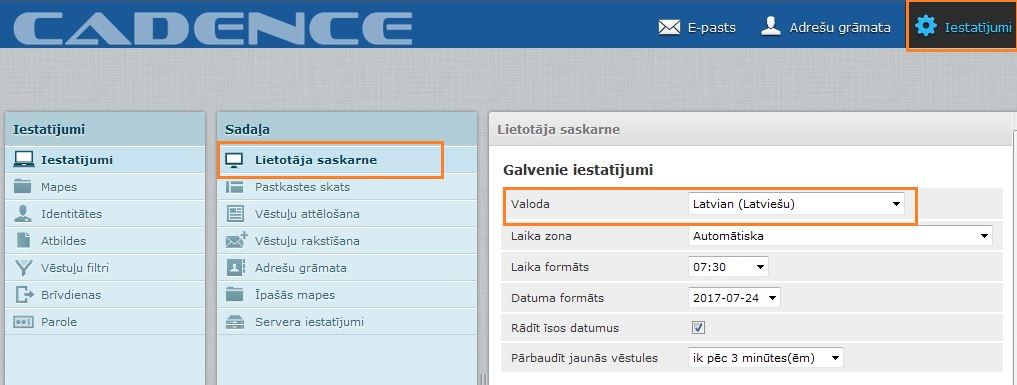 e-pasta paraksta izveidošana